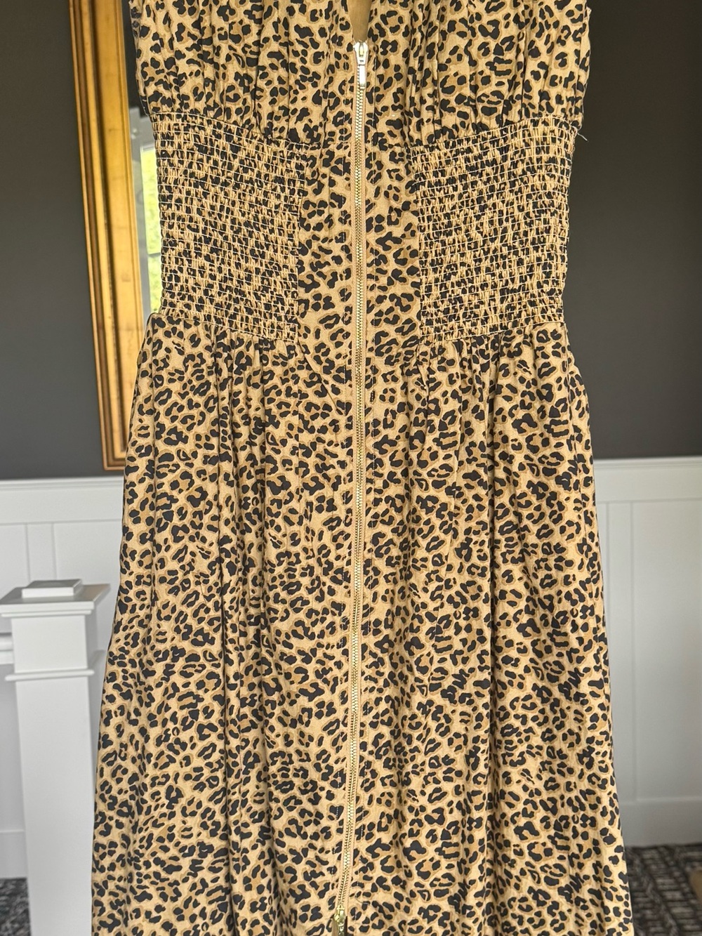 Anthropologie Leopard-Print Midi Dress in Tan & Black